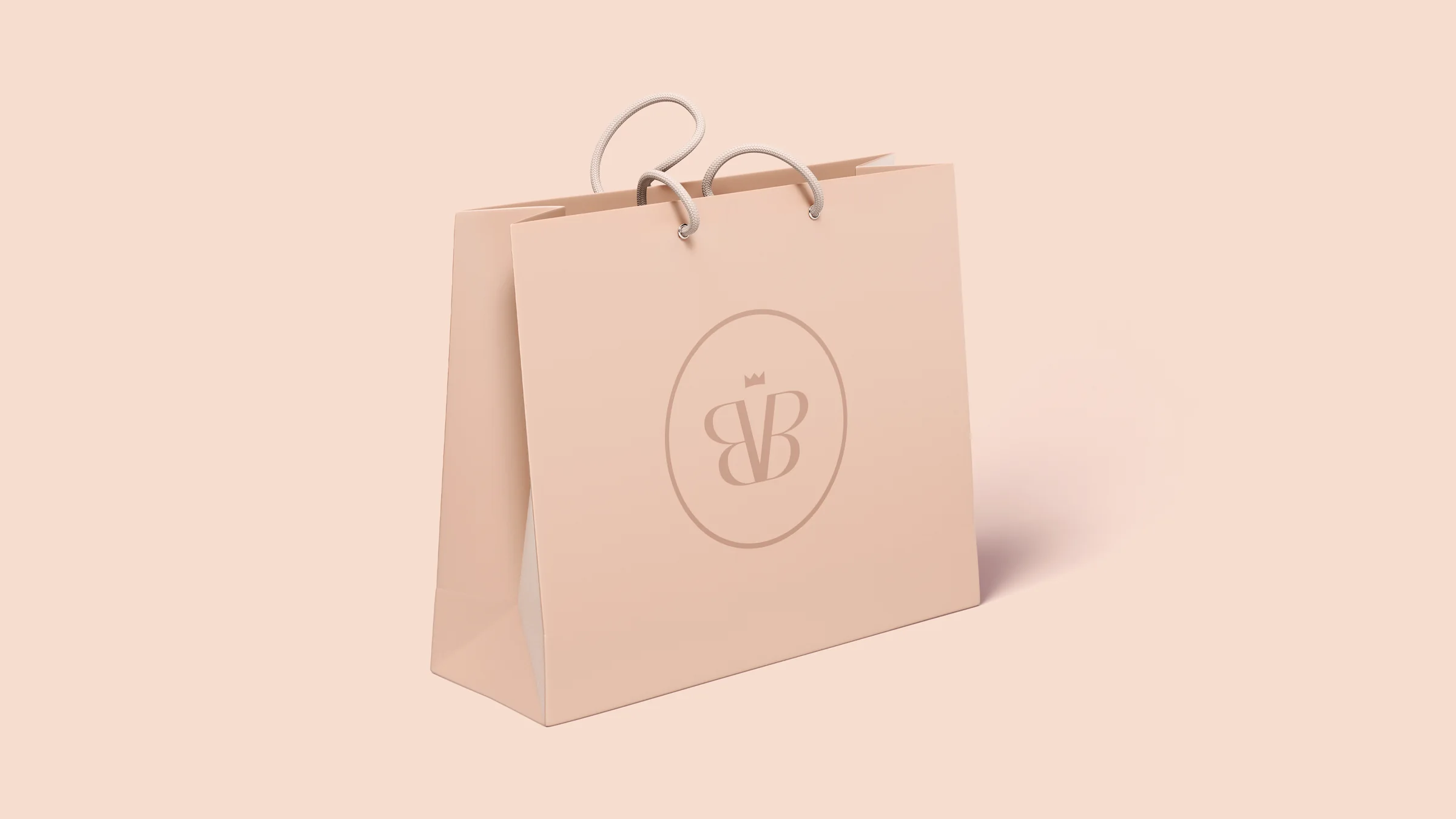 Blush shopping bag with the monogram in a circle seal