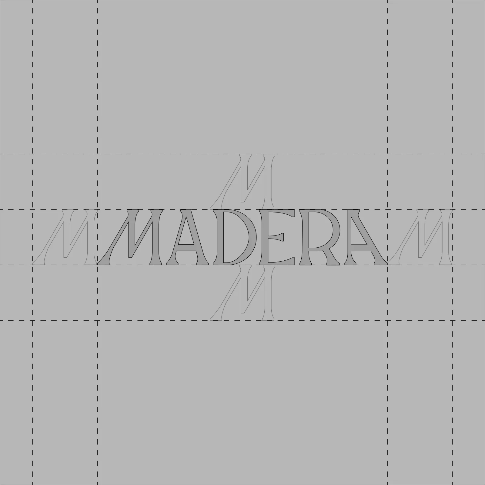 Madera wordmark on a construction grid showing clear space based on the M